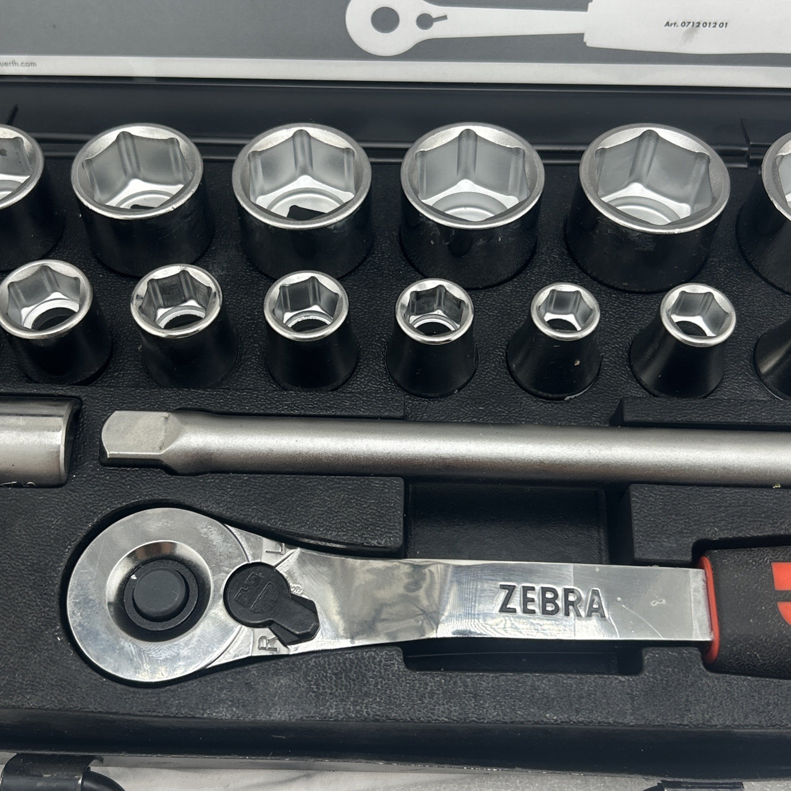 Wurth Zebra 1/2 Inch Multi Socket Wrench Assortment 24 Pieces 096513023 10-32MM