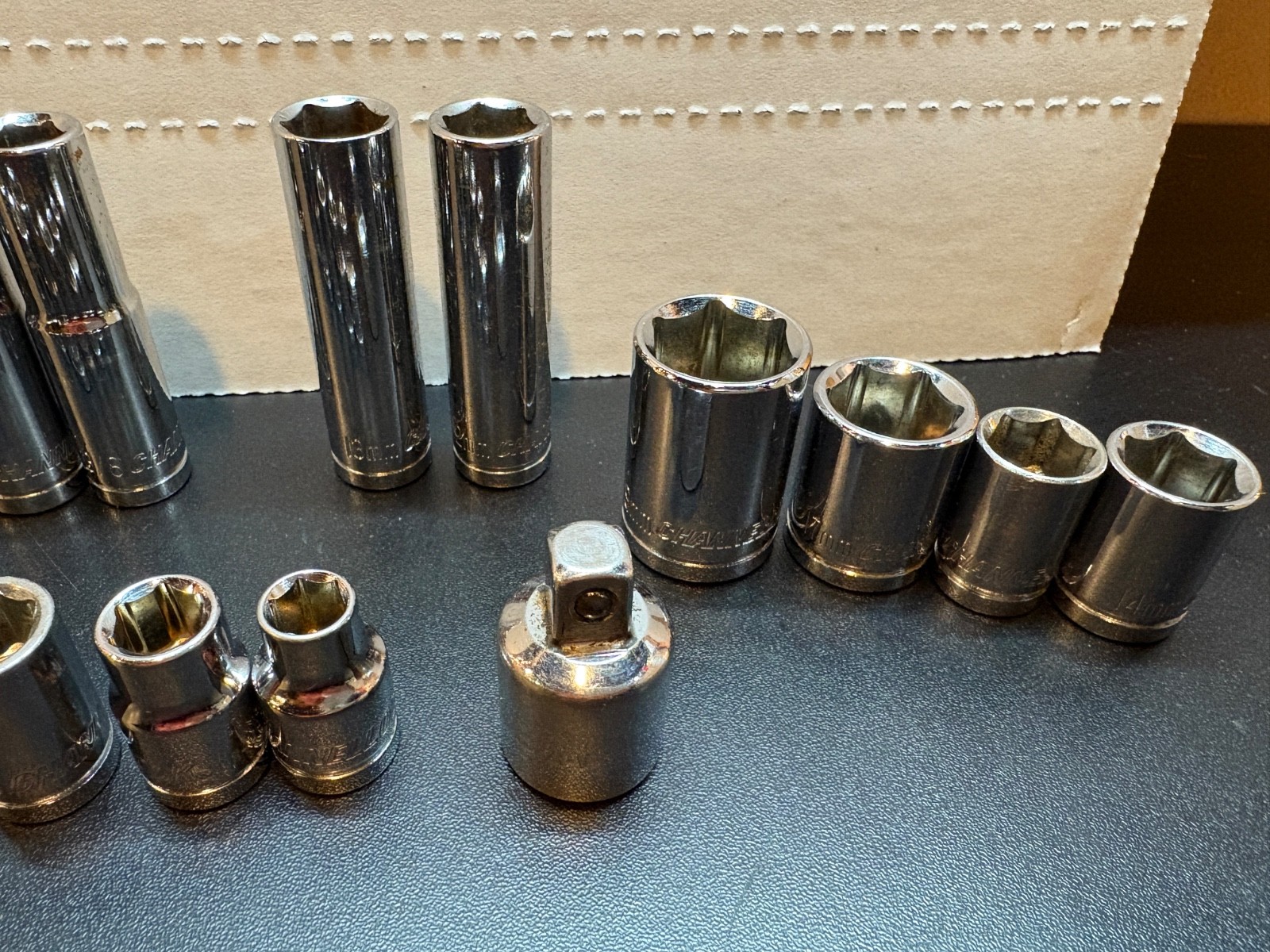 Channellock Socket Lot of 18 SAE & Metric 3/8″ and 1/2″ Drive Deep Shallow USA