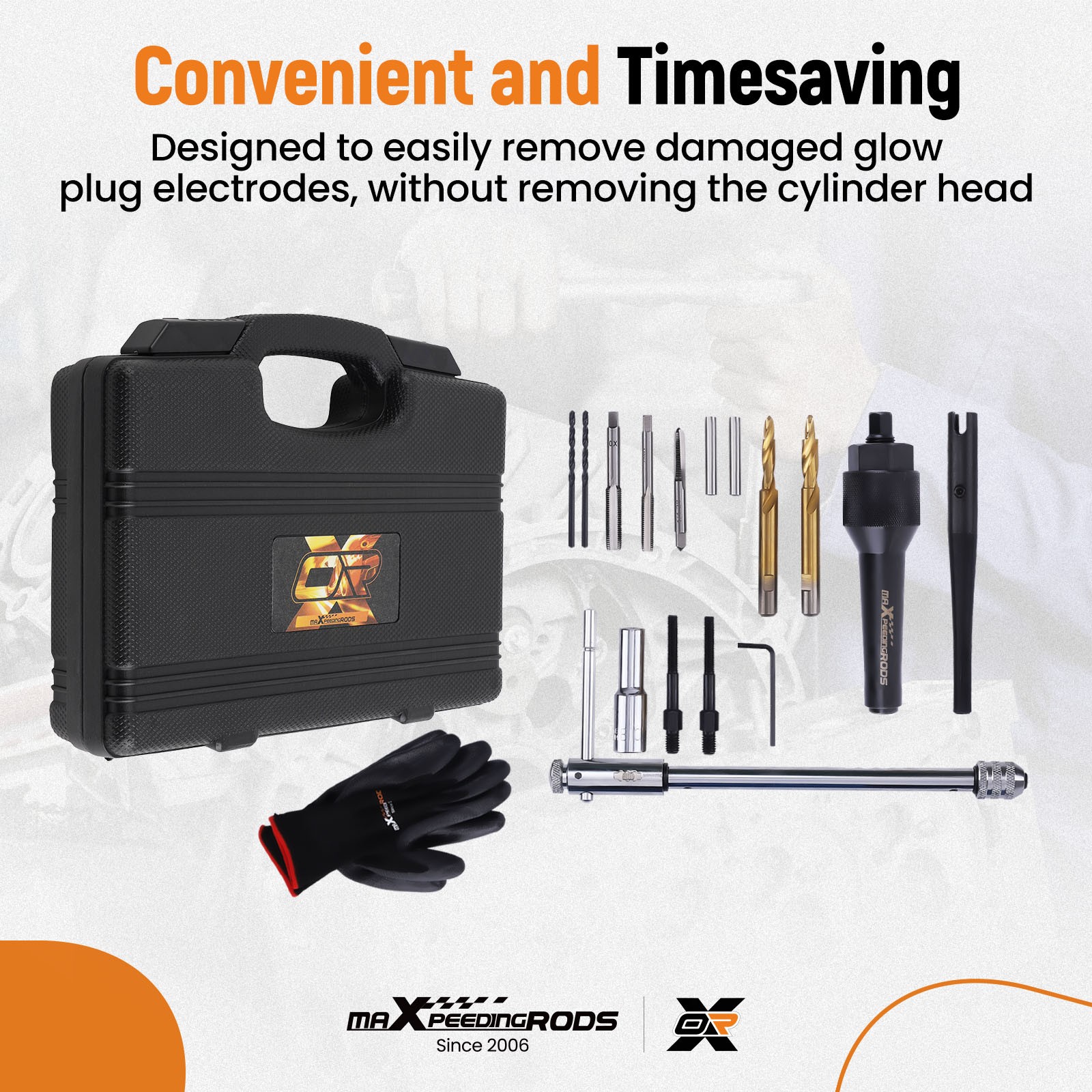 Damaged Glow Plug Removal Remover Tool Kit 16* Set 8mm 10mm Glow Plugs