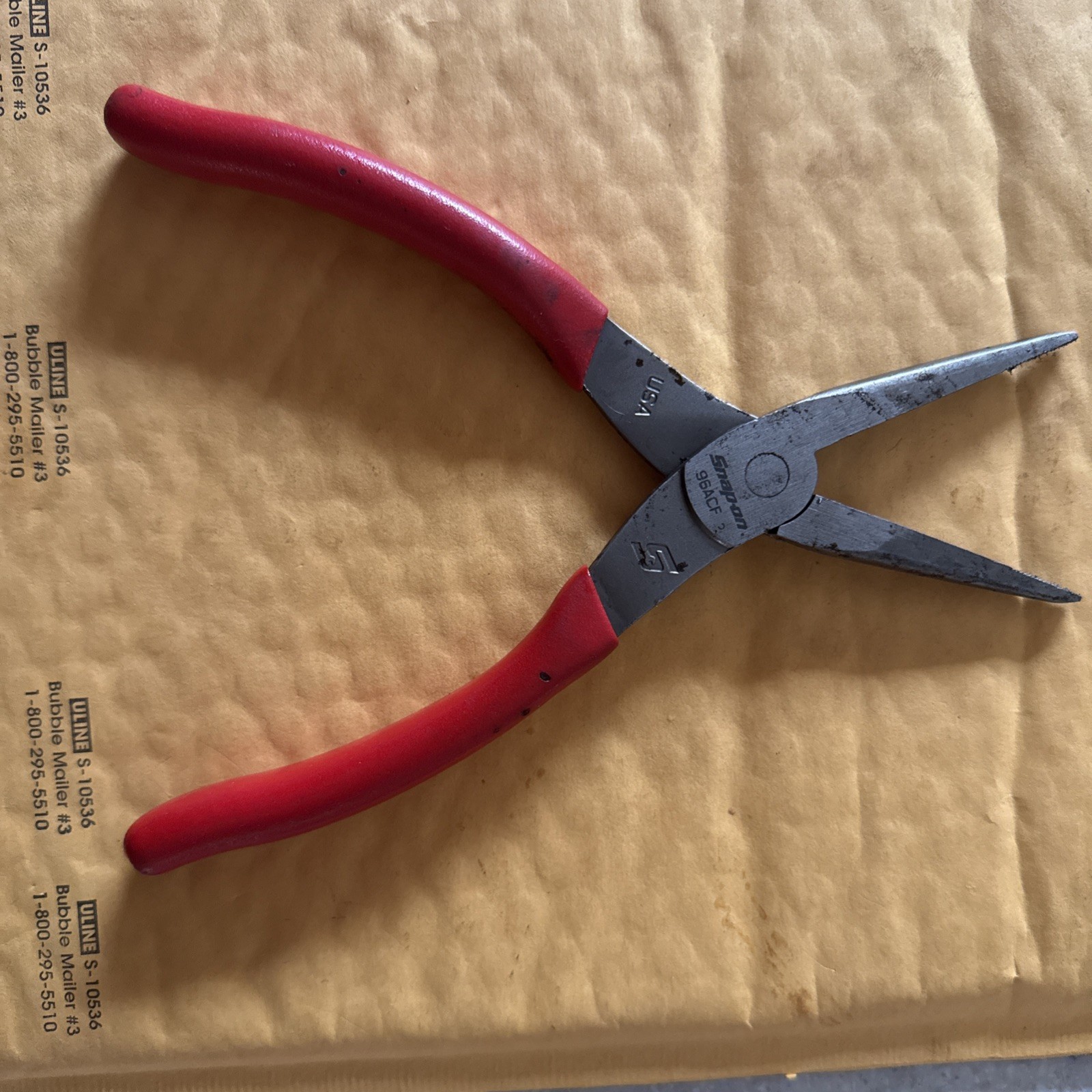 Snap-on Tools 96ACF 8″ Long Needle Nose Pliers Red USA