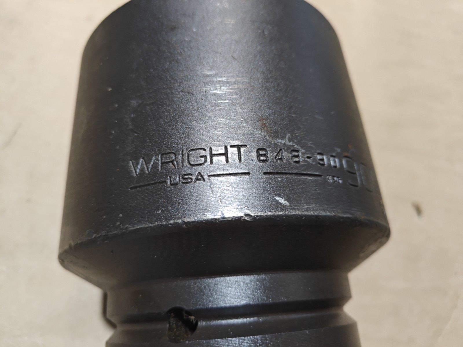 WRIGHT 848-90 Impact Socket 1 1/2 in Drive, 90 mm, 6-Point, Std, Black Oxide