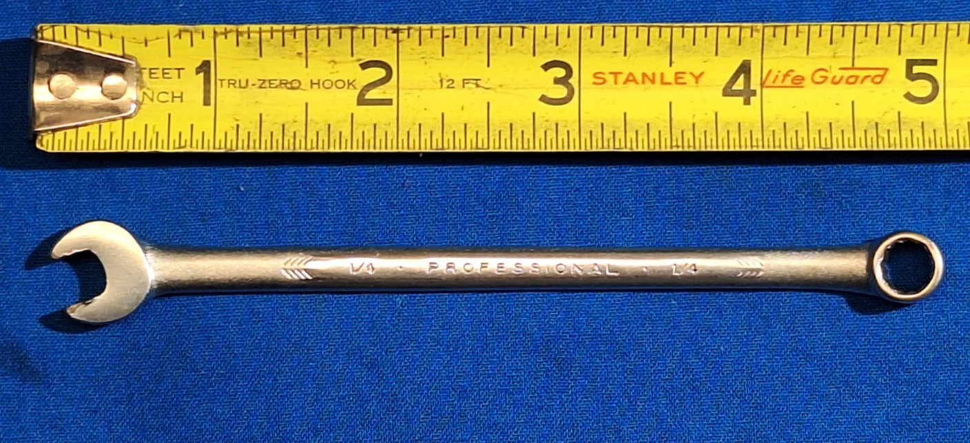 Proto Professional 1208 5″ long 1/4″ Combination wrench 12 point USA