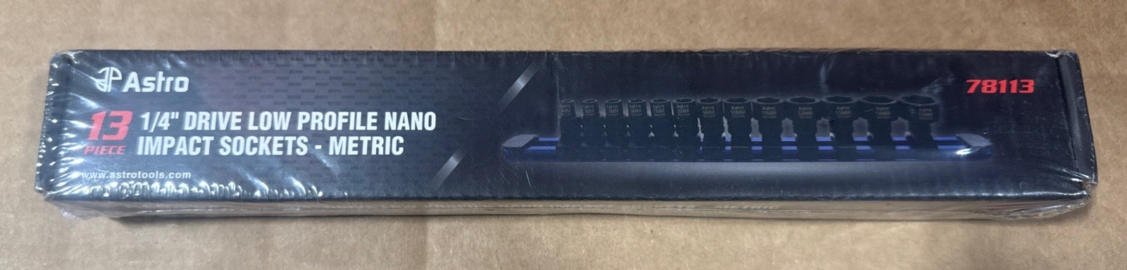 Astro 13pc 1/4″ Drive Low Profile Nano Impact Sockets Metric 4mm-15mm 78113 NEW
