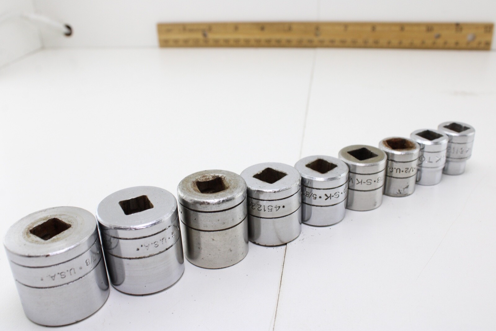 S-K Tools 45128-45112 7/8″-3/8″ 3/8″ Drive 9 Piece 12/6 Point Sockets Set USA