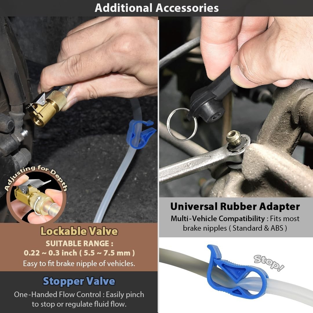 Upgraded Brake Bleeder Wrench Set with One Way Check Valve, 7-12mm & 3/8″ Socket
