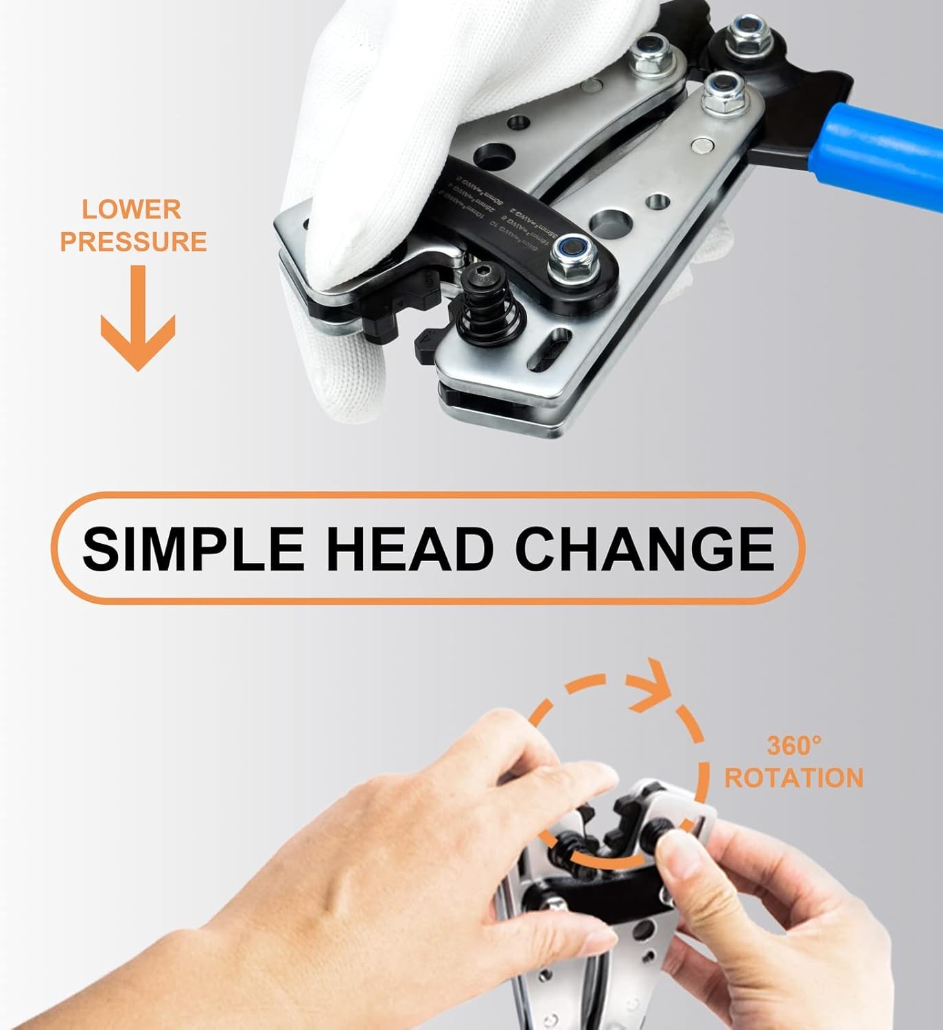 Sanuke Battery Cable Lug Crimping Tool Kit for AWG 8-1/0 Silver, Blue, Black