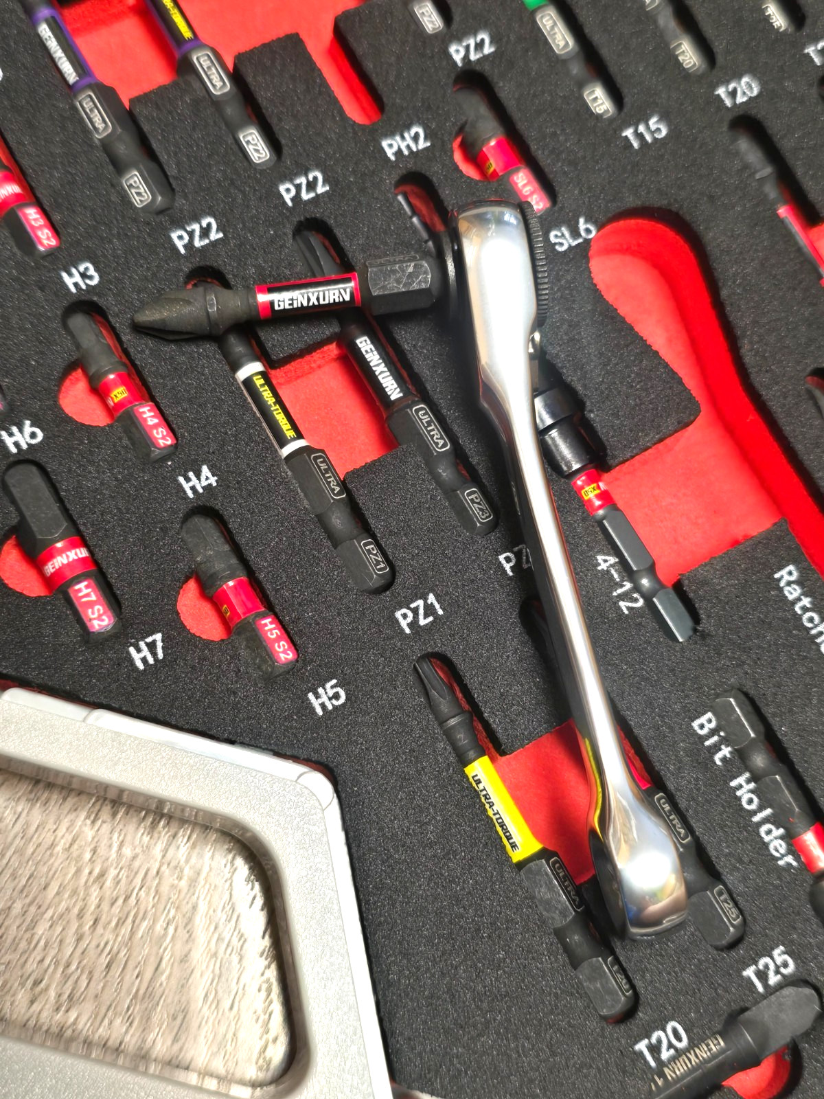 Geinxurn 58pc 1/4″ dr Hex Mini Bit Set w/ Step Drill & Micro Bit Ratchet & Case