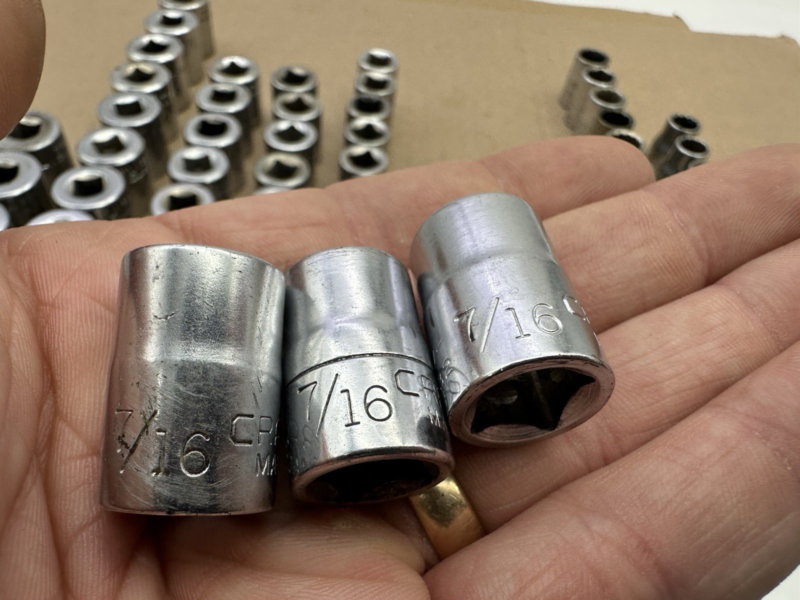 Vintage Craftman VV 49pc Set SAE 3/8″ Dr 12/6 Pt Socket Lot – 3/8-3/4” Vtg USA
