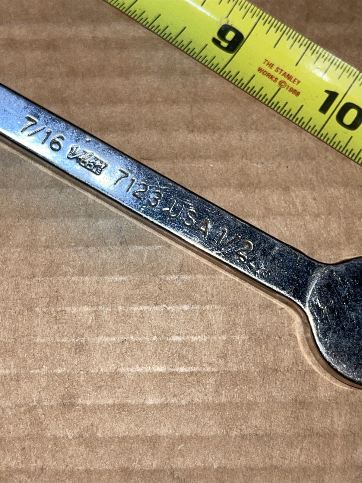 Vintage Vim USA 7123 7/16 In X 1/2 In SAE Open End Stubby Wrench Short