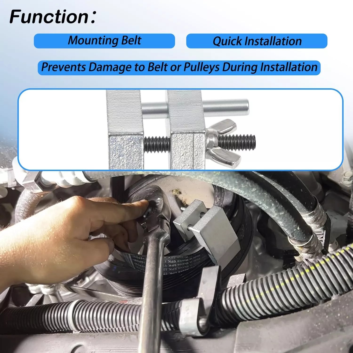 59350 Stretch Belt Installer Tool for Extra Deep Double Pulleys GM 5.3 / 6.2L