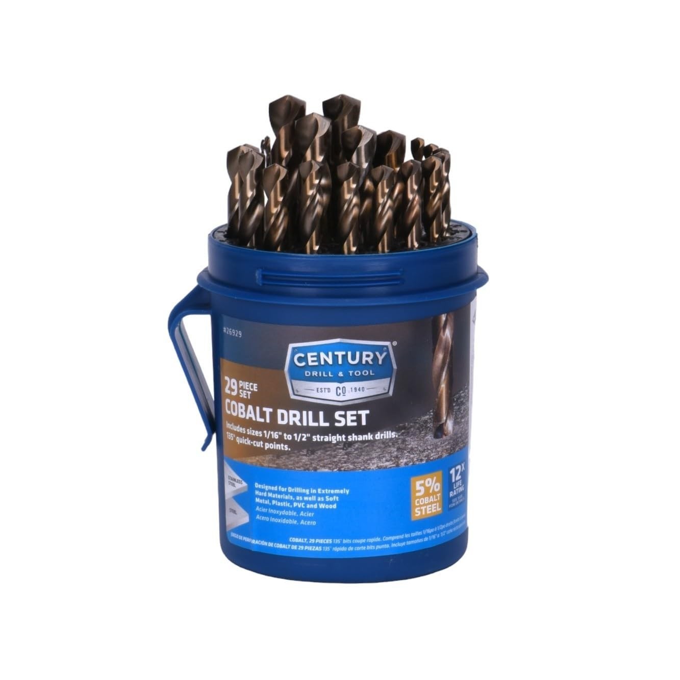 Century Drill & Tool 24329 29 Piece Pro Grade Black Oxide Drill Bit Set