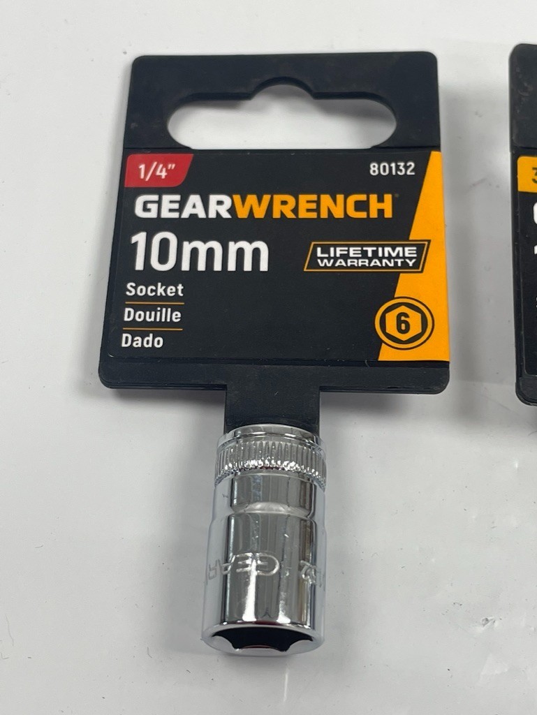 10mm GearWrench 3/8 and 1/4″ Drive Short Well Polished Socket 6&12 pt ; 2 pack