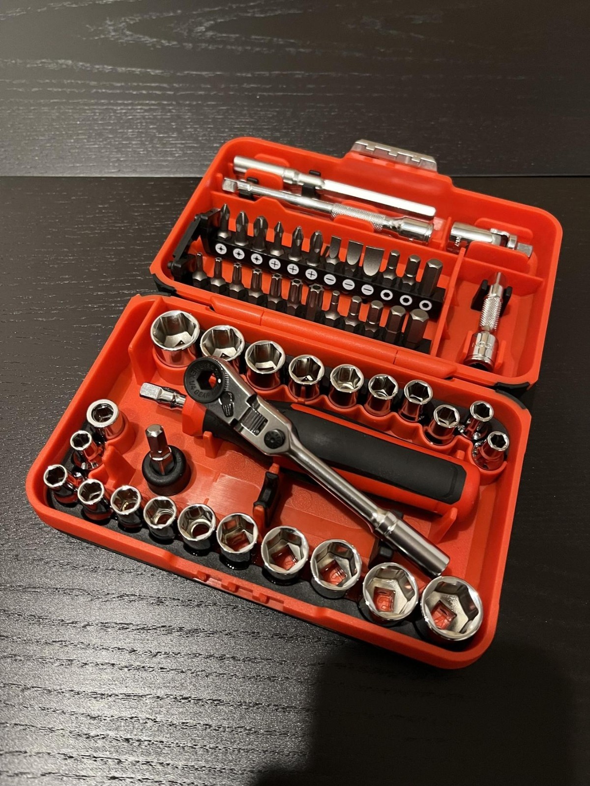 52-Piece 1/4″ Drive Compact Socket and Bit Set Heavy Duty Mechanic Tool Kit