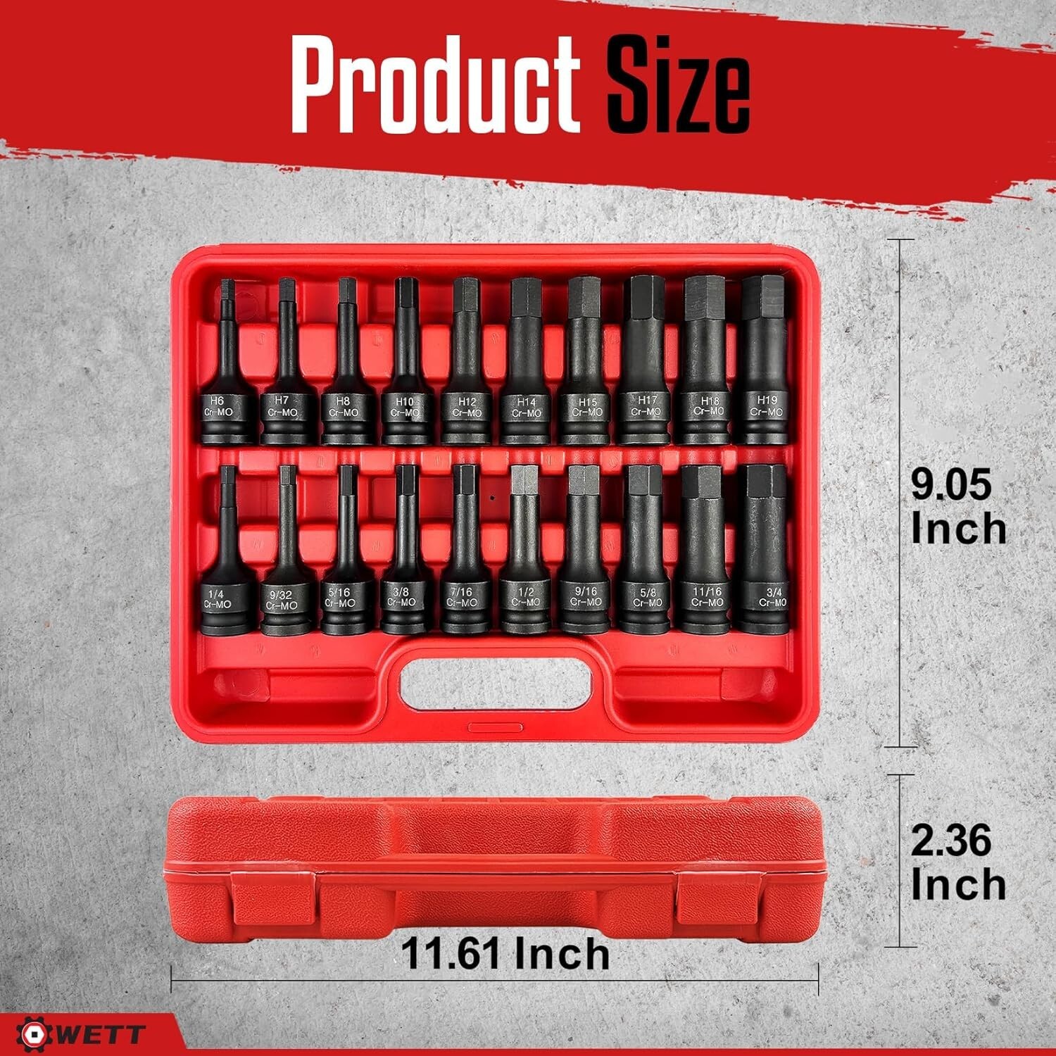 1/2 Drive Master Impact Hex Bit Set 20 Piece Hex Driver Socket Set Allen Bit