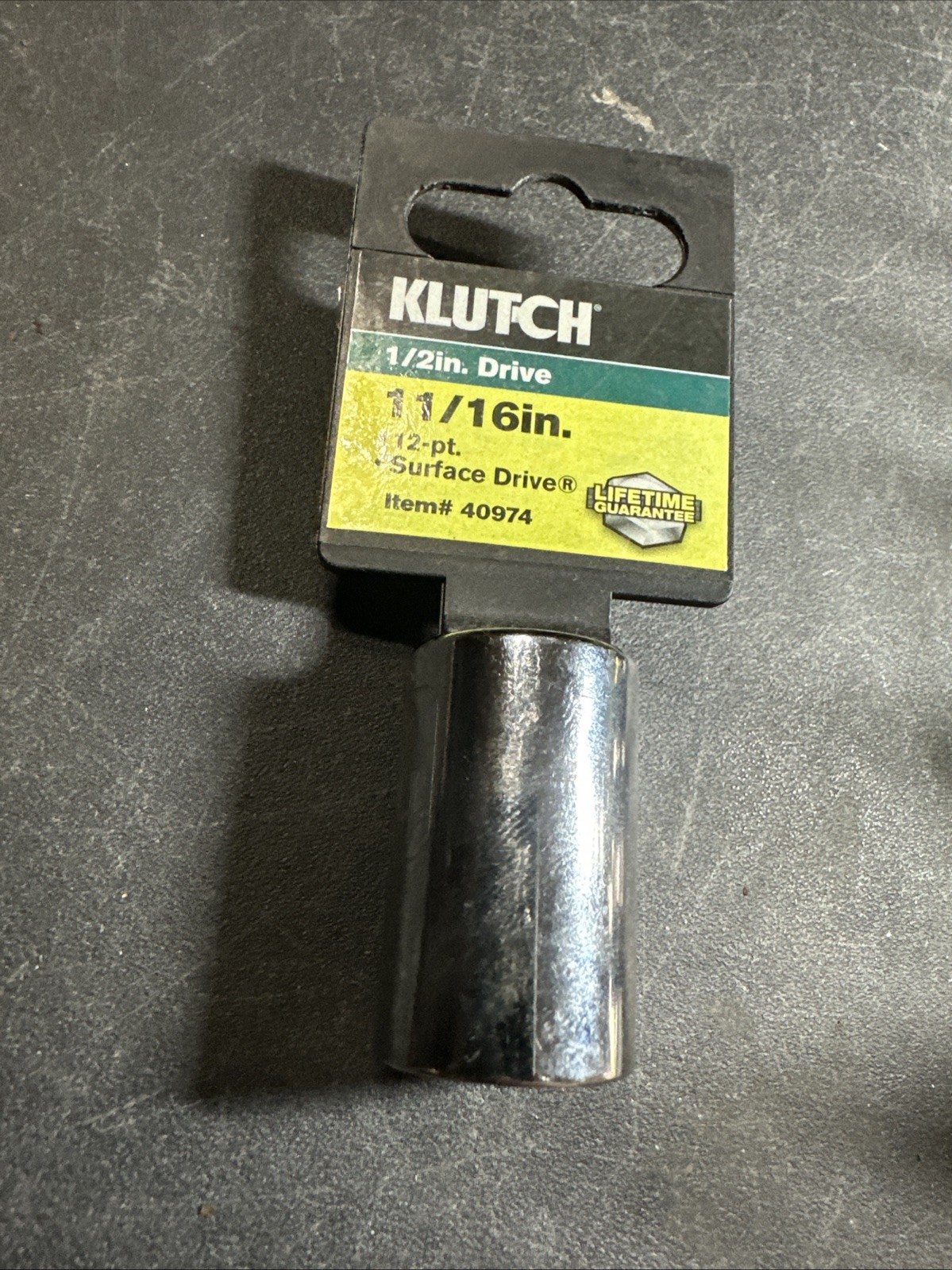 New Klutch 1/2 Drive 12pt 11/16” Chrome Sae Socket