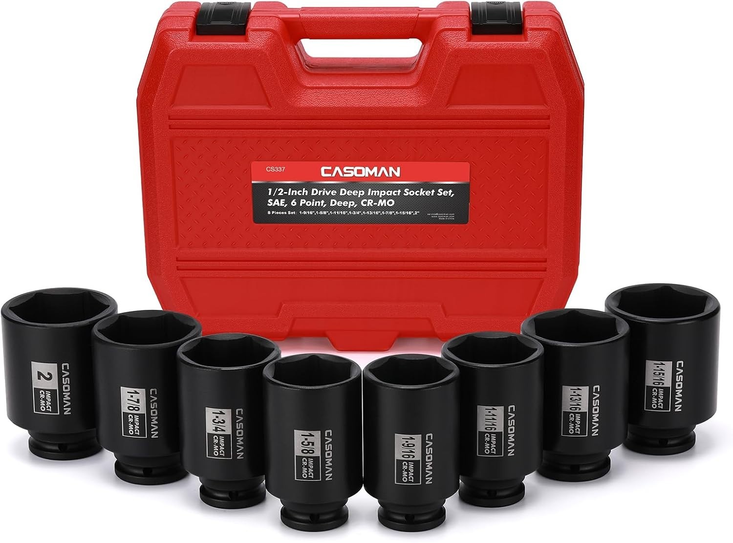 8PC 1/2″ Dr. Deep Impact Socket Set – SAE