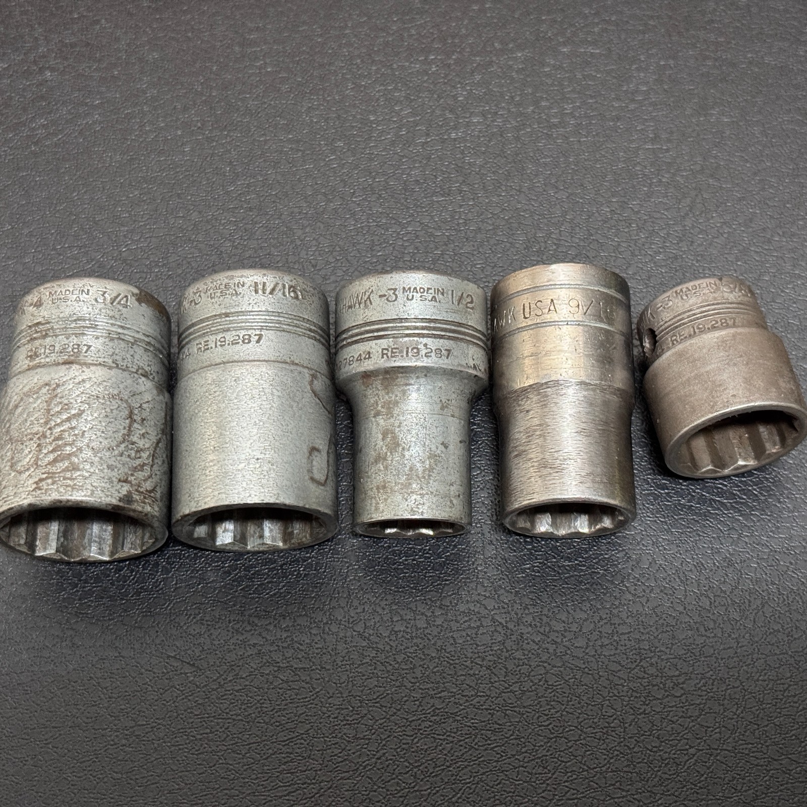 Vintage BLACKHAWK 40124 40122 40116 40118 1/2 Drive 12PT Socket 3/8 DR 30020 USA