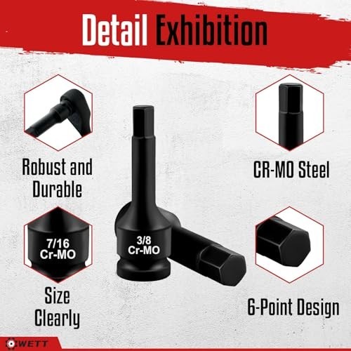 20-Piece 1/2″ Drive Impact Hex Bit Socket Set, Cr-Mo Steel, SAE & Metric Sizes