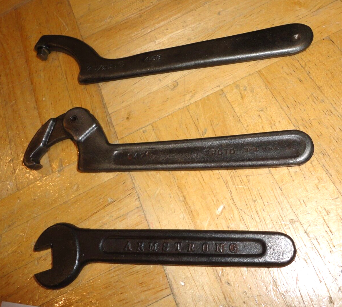 BILLINGS & PROTO & ARMSTRONG TOOLS 3 PIECE SPANNER & OPEN END SQUARE WRENCHES