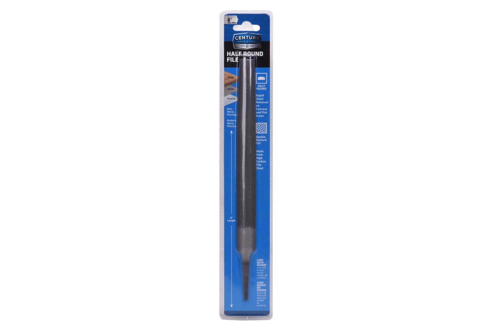 Century 4075 8″ Half Round Bastard Hand File for Metal Work