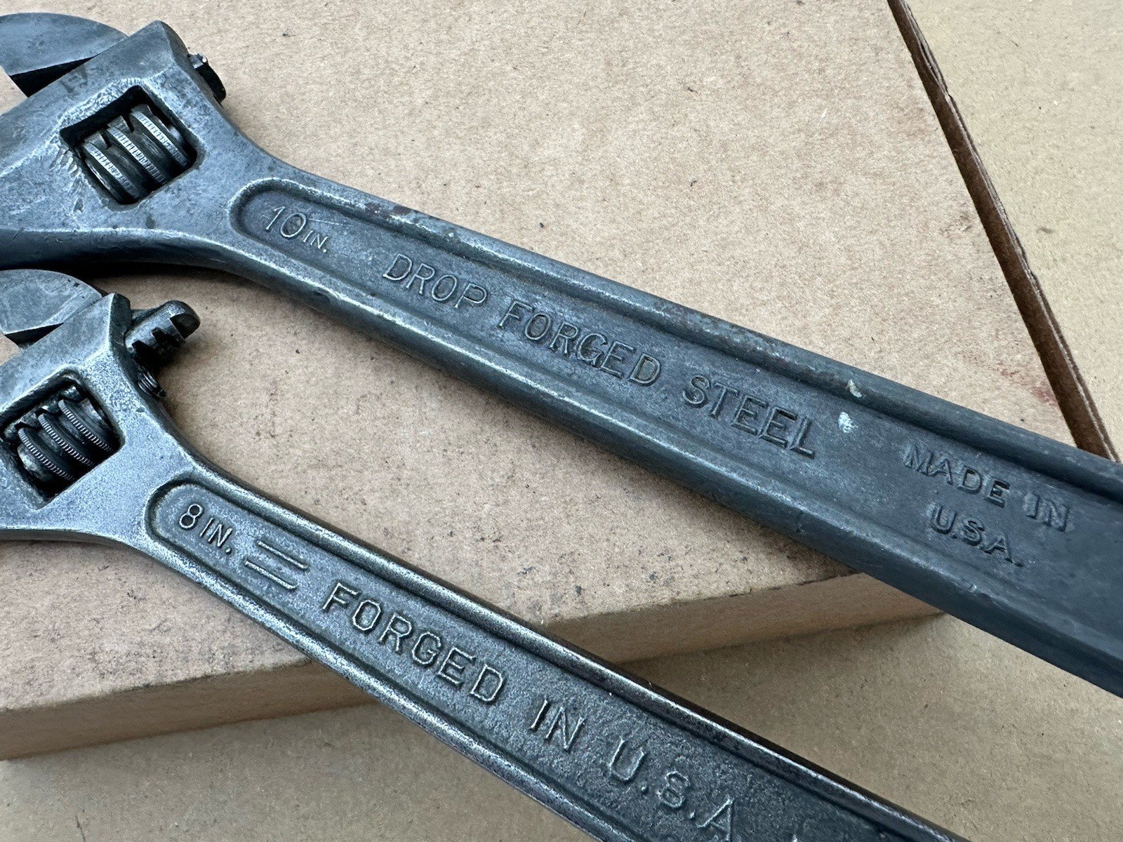 2 Vtg Crescent Tool Co Dunlap 10” 8” Adjustable Wrench Made USA Jamestown *READ*
