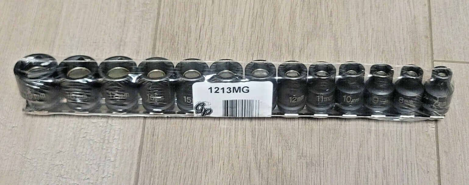 Grey Pneumatic 13pc 6pt Magnetic 3/8″dr Metric Impact Socket set 7-19mm #1213MG