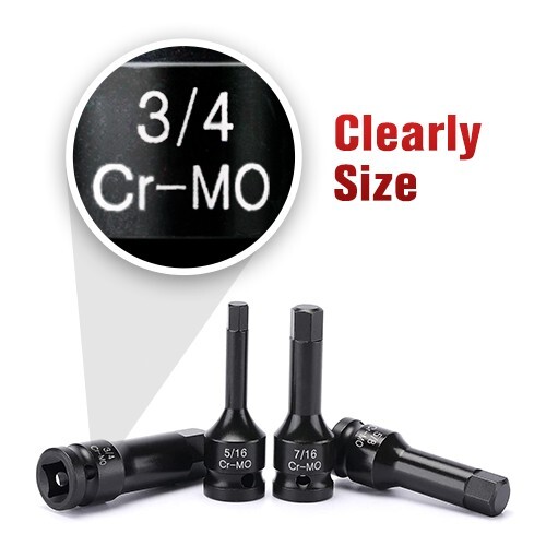 8 PCS 1/2 » Drive SAE Hex Impact Socket Set, 1/4″ to 3/4″, Master Impact,Cr-Mo