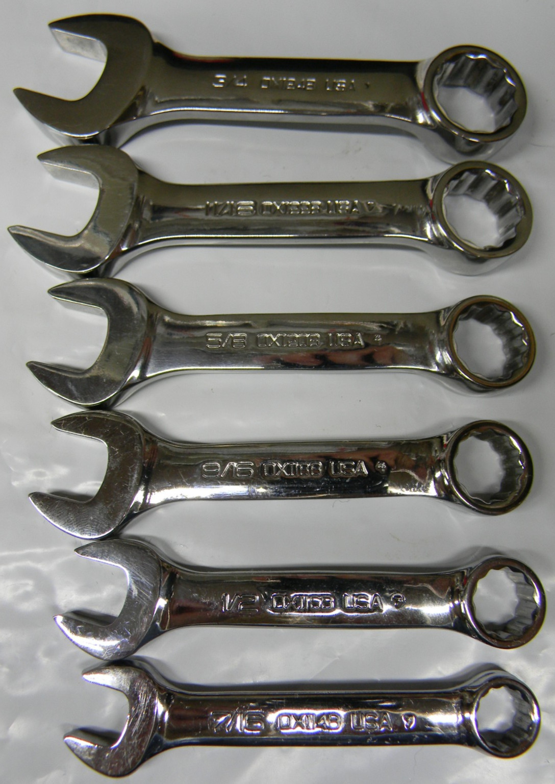 SNAP-ON 6PC SAE 12PT FLANK DRIVE MIDGET 7/16-3/4″ COMBINATION WRENCH SET OXI706B