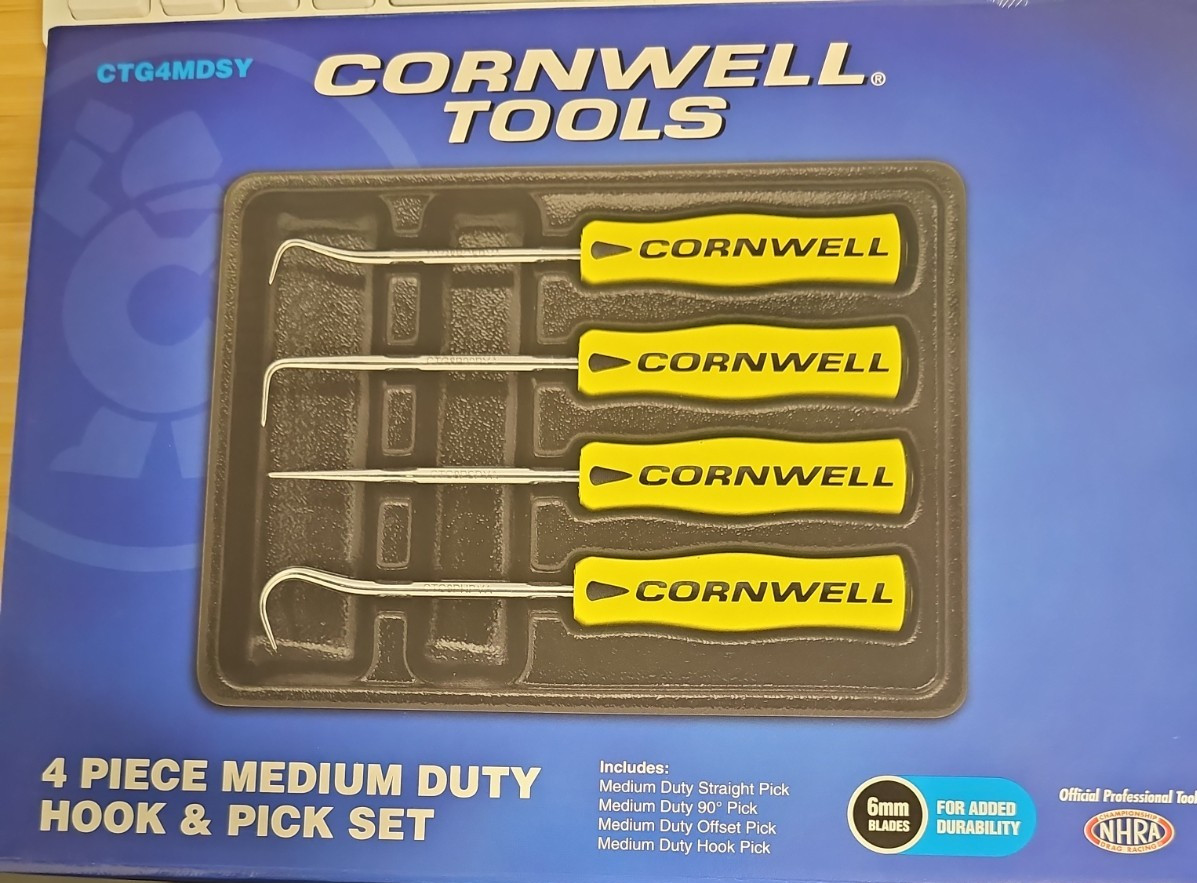 Cornwell Tools CTG4MDSY – 4 Piece Medium Duty Hook and Pick Set, Yellow
