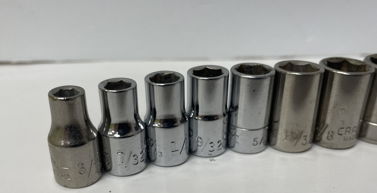 CRAFTSMAN 10 PIECE 1/4» DRIVE 6 POINT SAE SOCKET SET 3/16″ to 9/16″ Chrome Lot