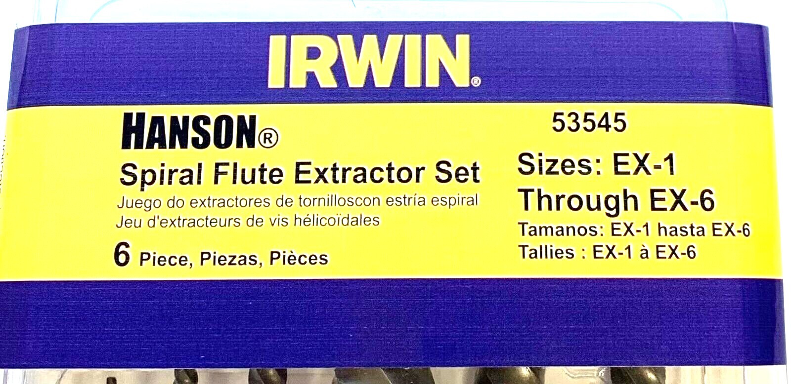6 PIECE SCREW EXTRACTOR SET IRWIN HANSON #53545 SPIRAL FLUTE EX1-EX6 – USA