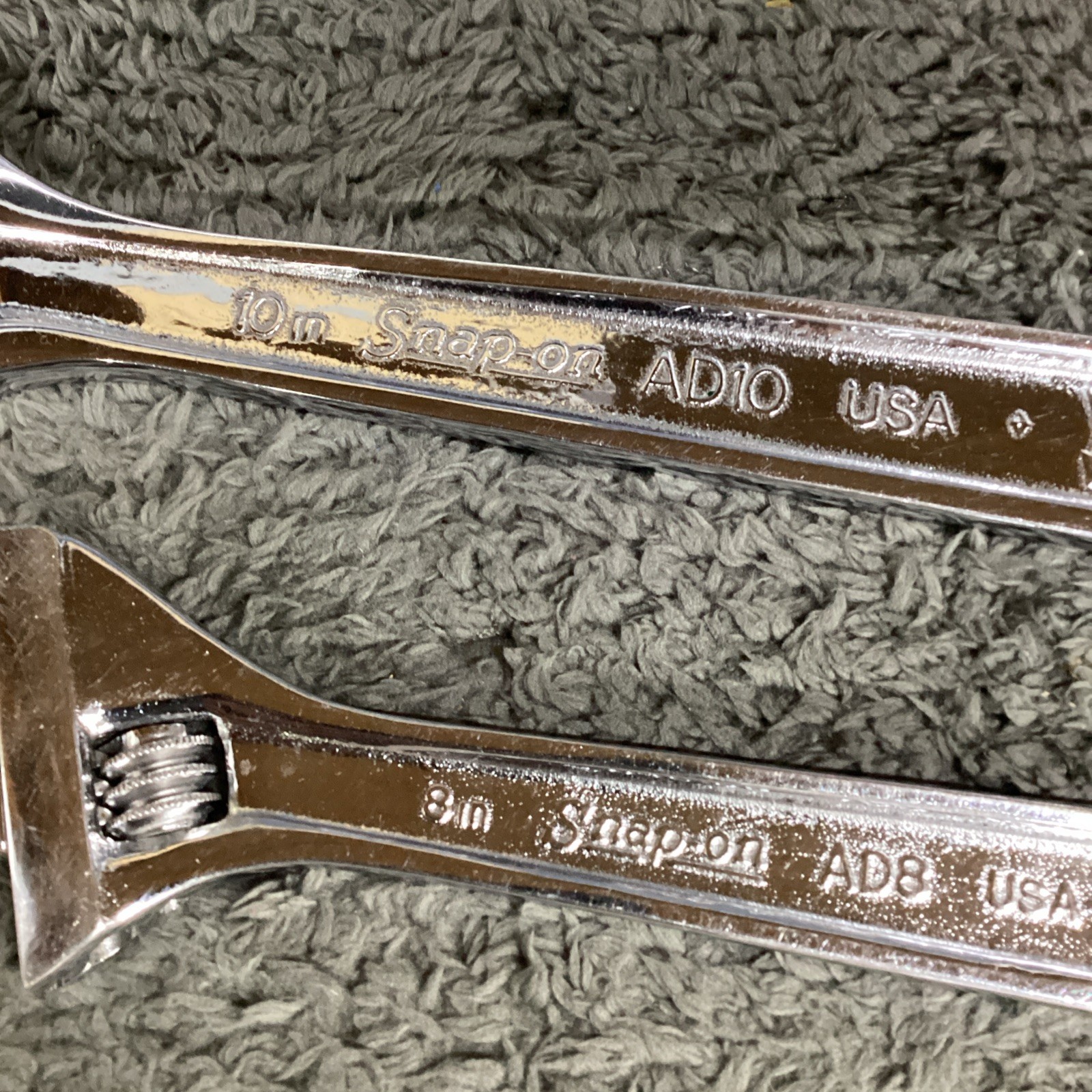 Snap On Underline Logo Adjustable Wrench Set AD8 and AD10 Two Pieces 8” , 10”