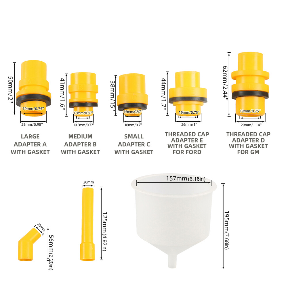 No-Spill Coolant Funnel Kit Spill Proof Funnel Bleeder with Adapters Universal