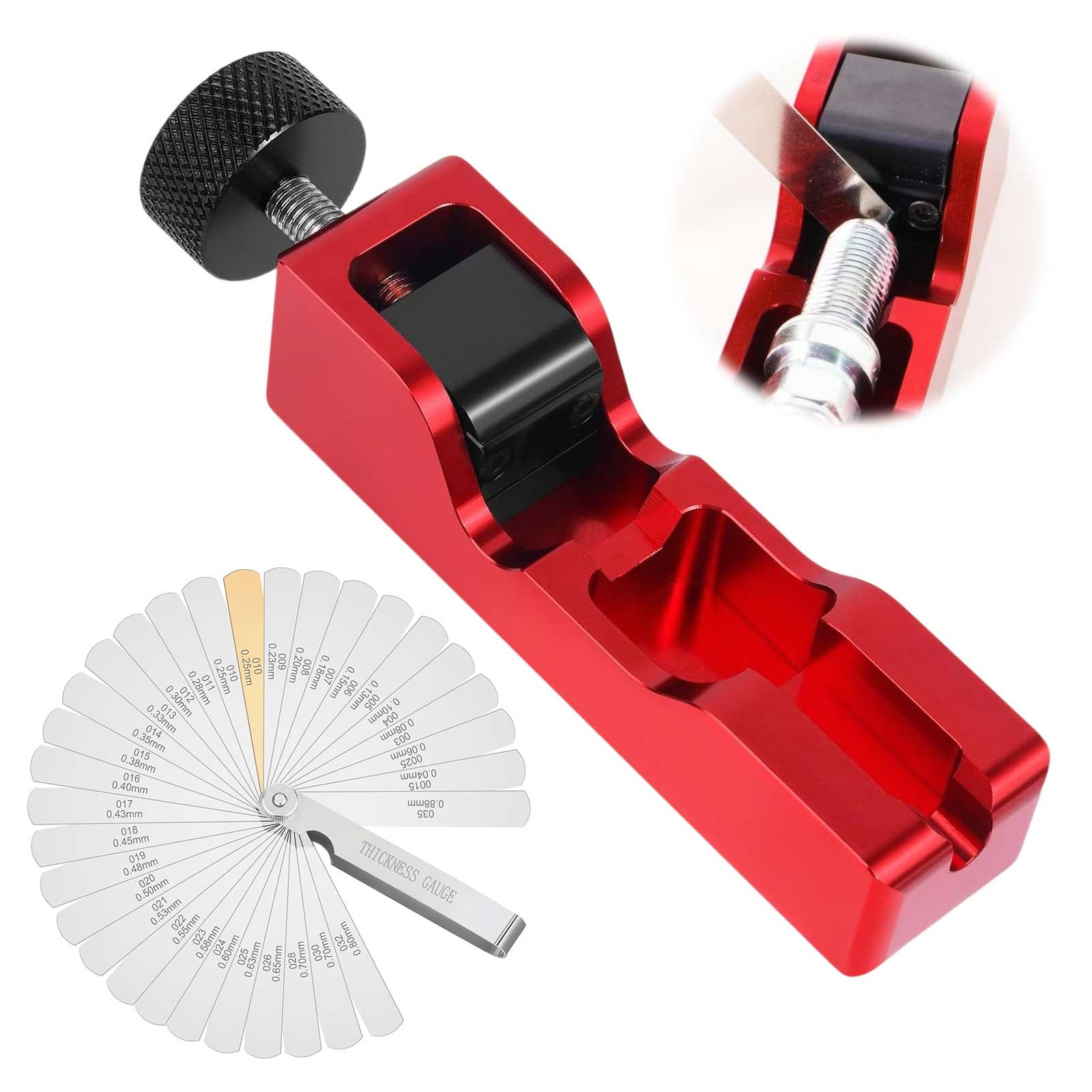 Spark Plug Gap Adjustment Tool Kit w/ 32 Blades Alloy Steel Feeler Gauge 10-16mm