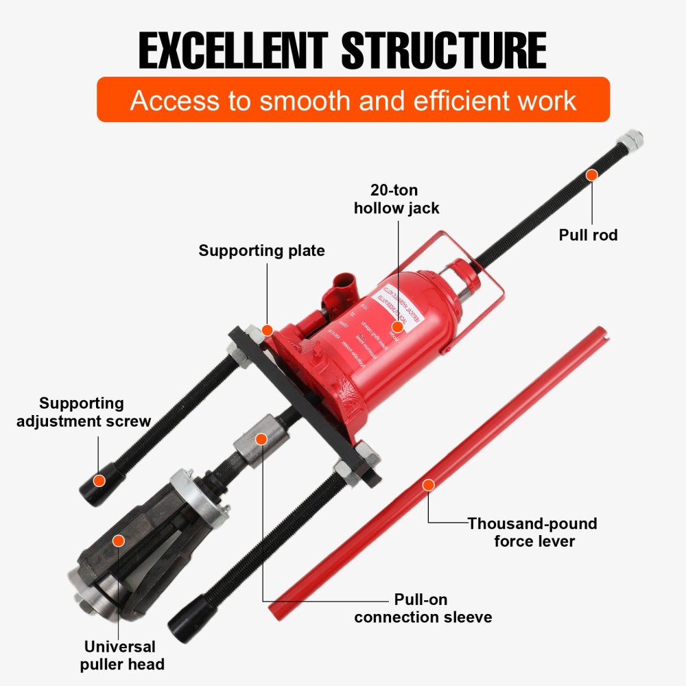 Hydraulic Cylinder 20T Cylinder Liner Puller Tool for 3.15-5.51inch Cylinder