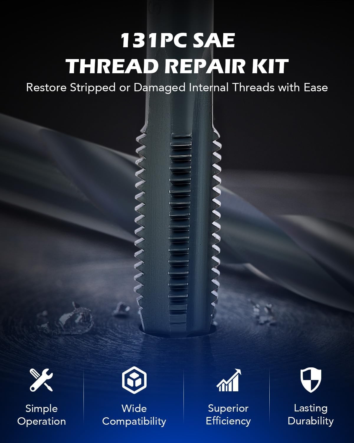 Orion Motor Tech Thread Repair Kit, SAE Helicoil Kit with HSS Set