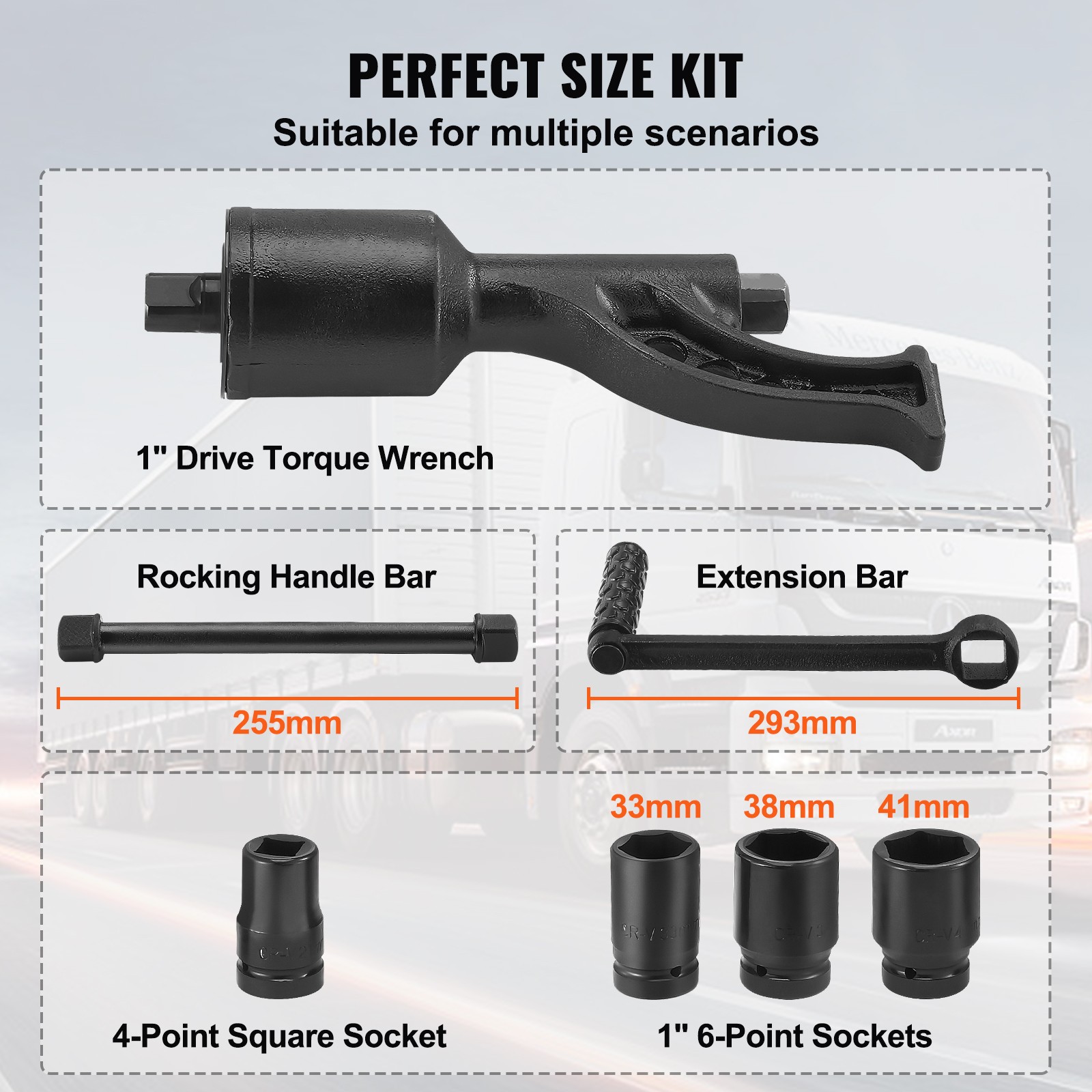 Torque Multiplier Set 1:64 Wrench Lug Nut Labor Saving Lugnuts with 4 Sockets