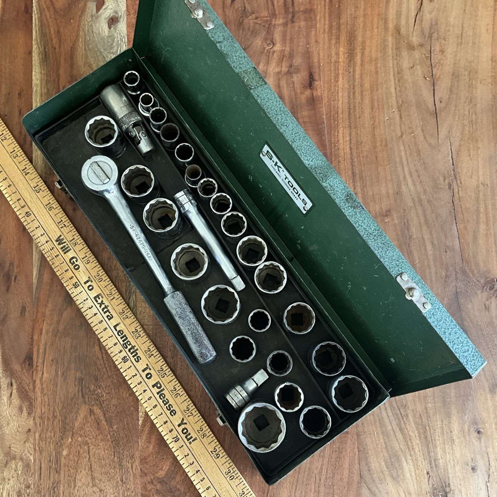 S-K Tools USA 1/2” Drive 29 PC Metric & SAE Socket Set W Metal Case