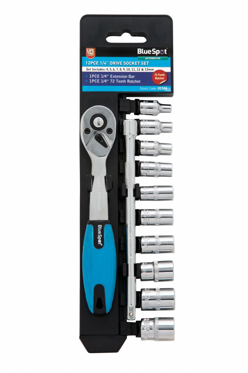BLUESPOT 12 PIECE 1/4″ DRIVE SOCKET SET (01504)