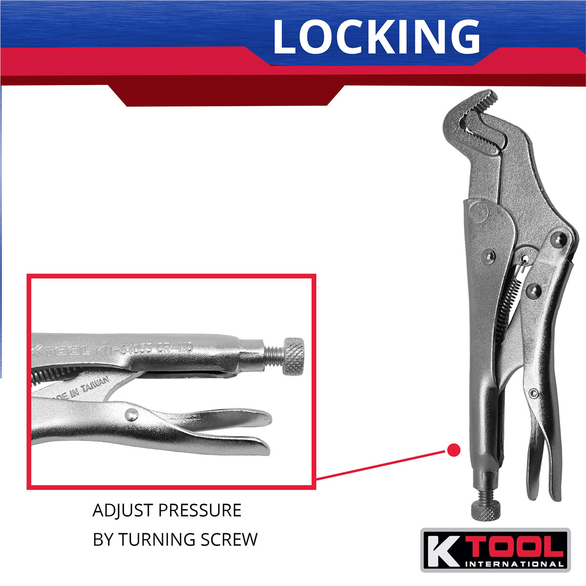 K Tool International 54053 Parrot Nose Adjustable Pliers Heavy Duty Grip