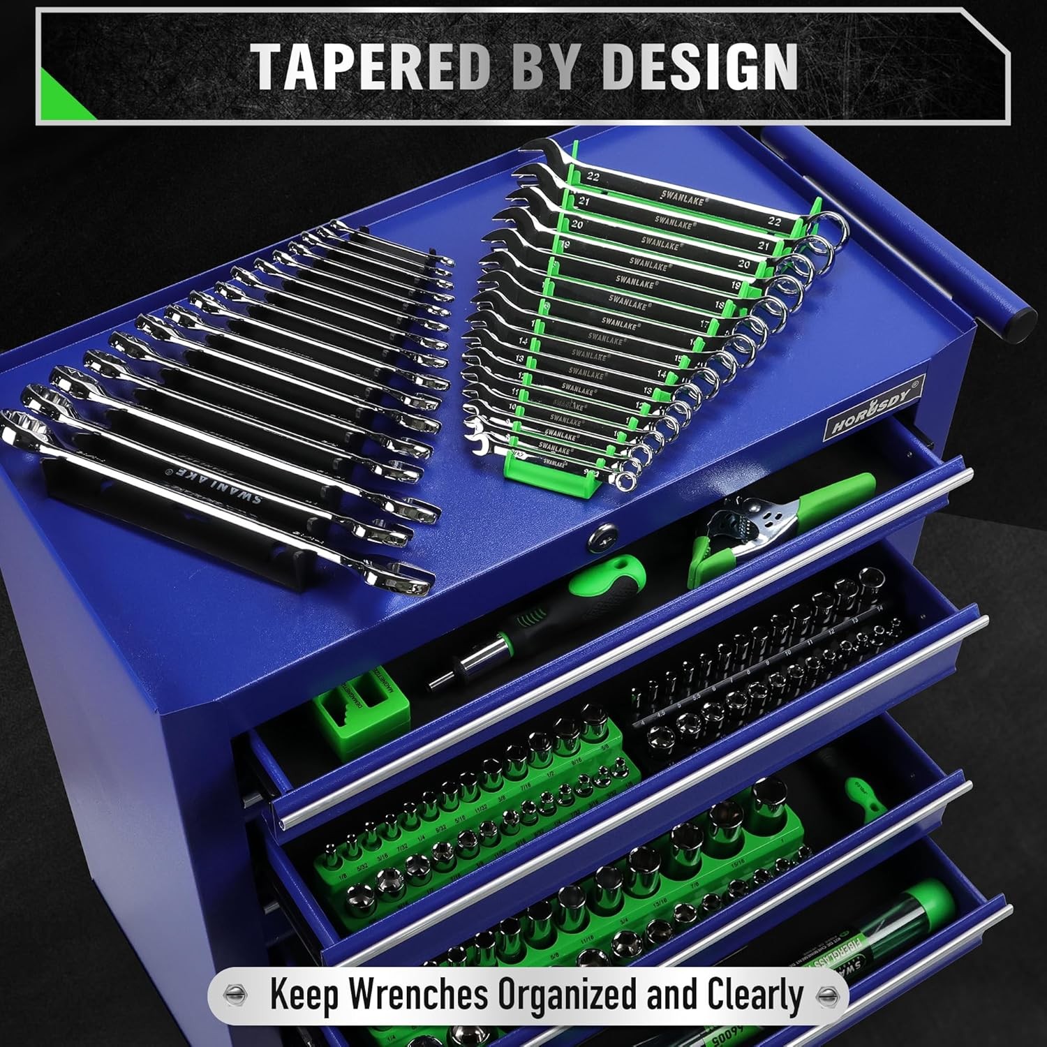 4PC Wrench Organizer Tray Rail Storage Rack Sorter Socket Holder Set MM & Inch