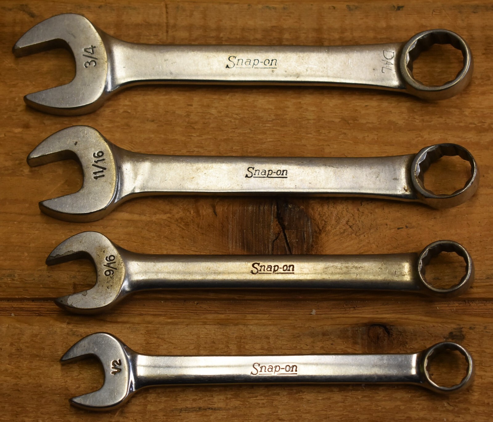 Vtg Snap-On Wrench Set SAE 4pc 12pt 1/2″-3/4″ OEX-240, OEX-220, OEX-180, OEX-160