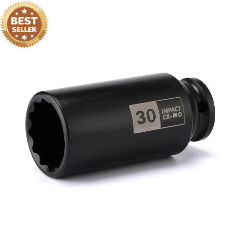 1/2 Inch Drive Deep Impact Socket 30mm Chrome Moly 12pt Metal Tool