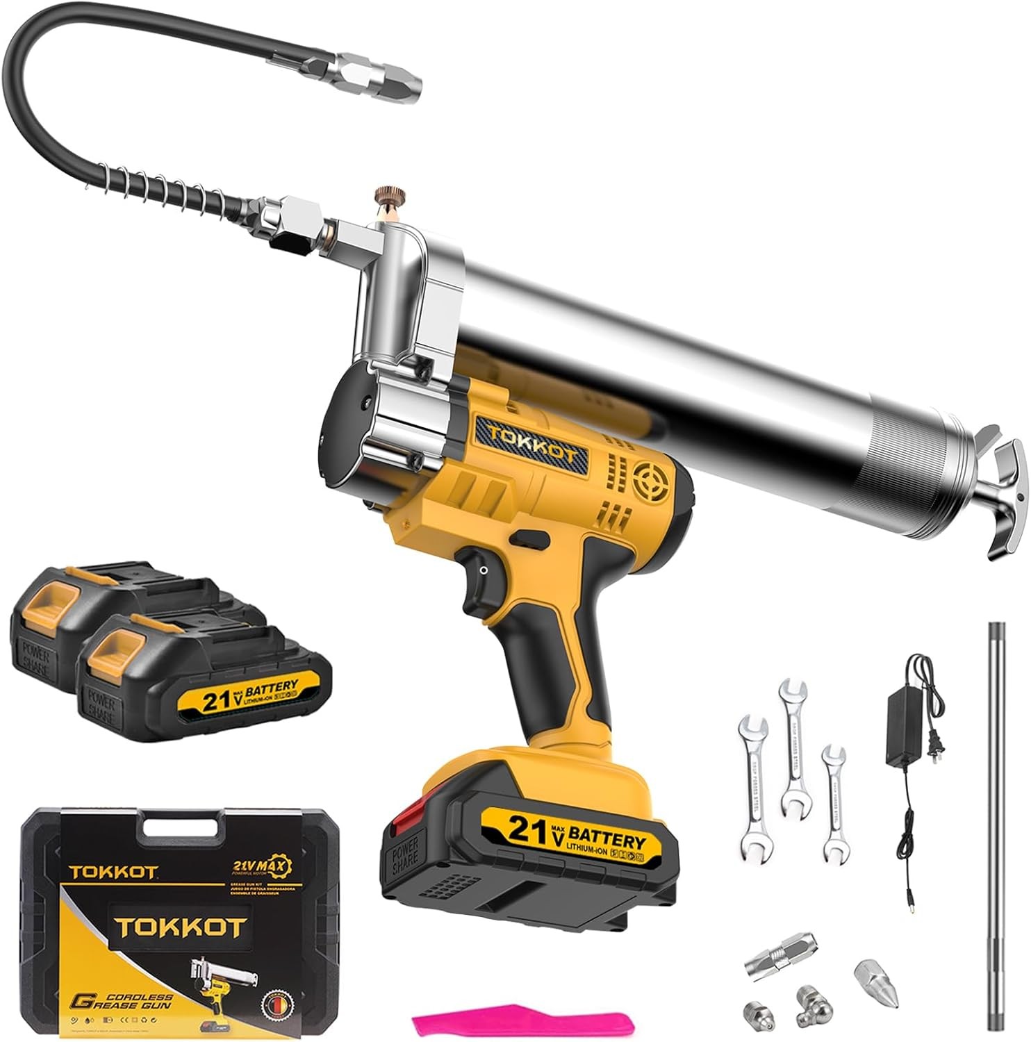 Electric Grease Gun–10,000 PSI Cordless Gun Kit with 2 2 Battery