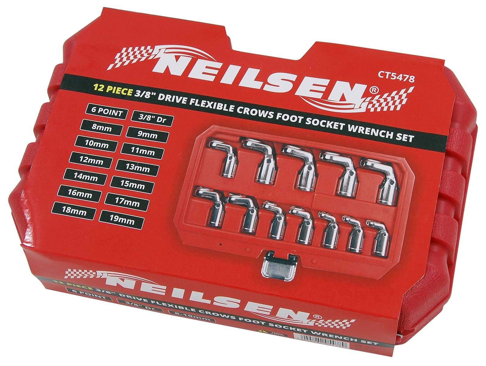 3/8″ Crows Foot Spanner Flexible Socket Set -8,9,10,11,12,13,14,15,16,17,18,19mm