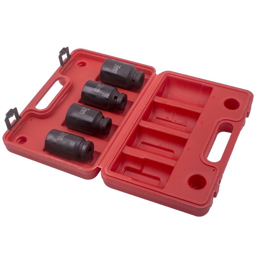 12 Point 1/2» Drive Deep Spindle Axle Nut Socket Set 30mm 32mm 34mm 36mm