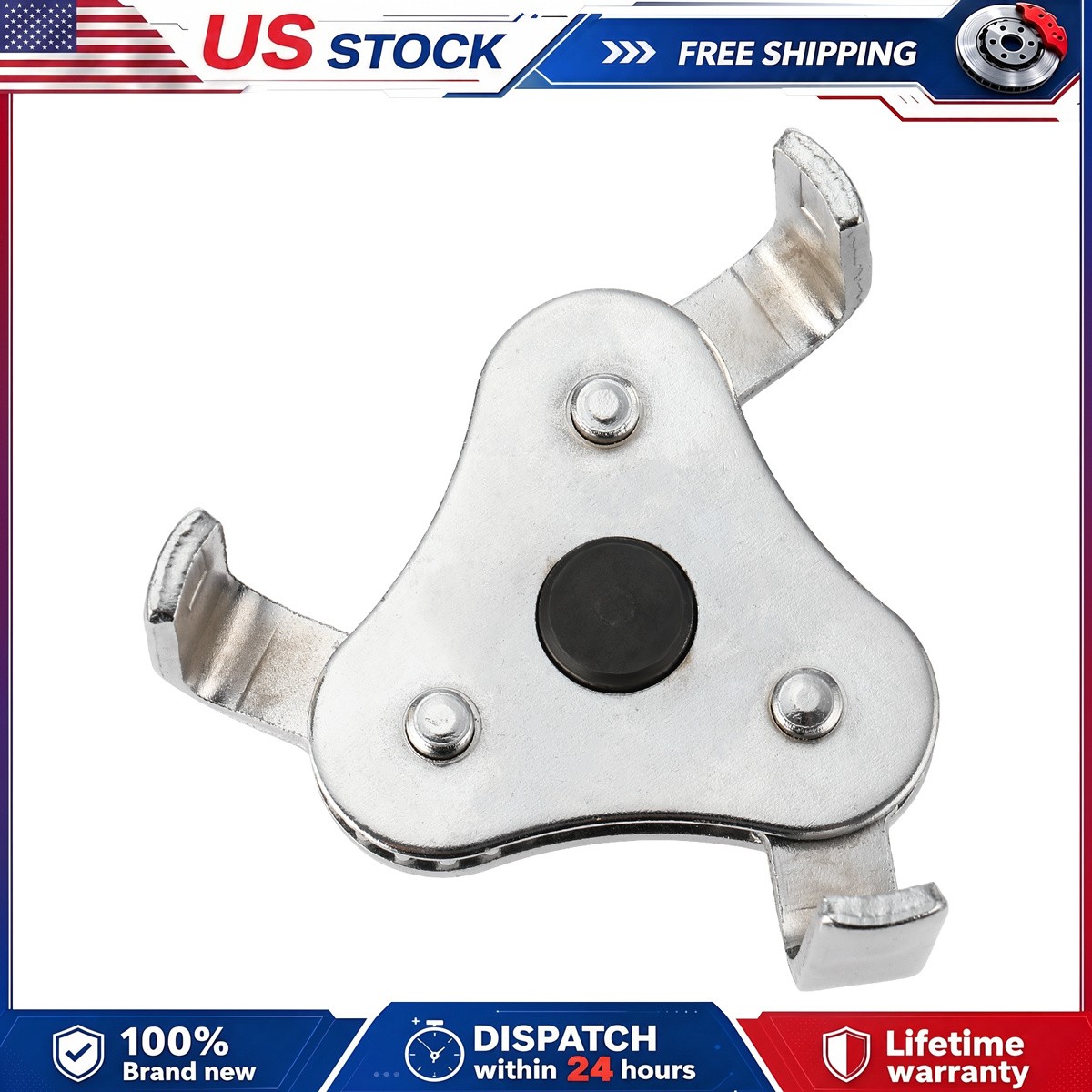 Heavy Duty 3-Jaw Oil Filter Removal Tool Chrome Plated Steel 2-3/8″ to 5″ Fit