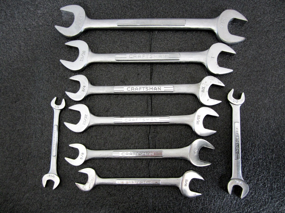 Vintage Craftsman 8pc SAE Open End Wrench Set 3/8″ to 1-1/8″ Made in USA