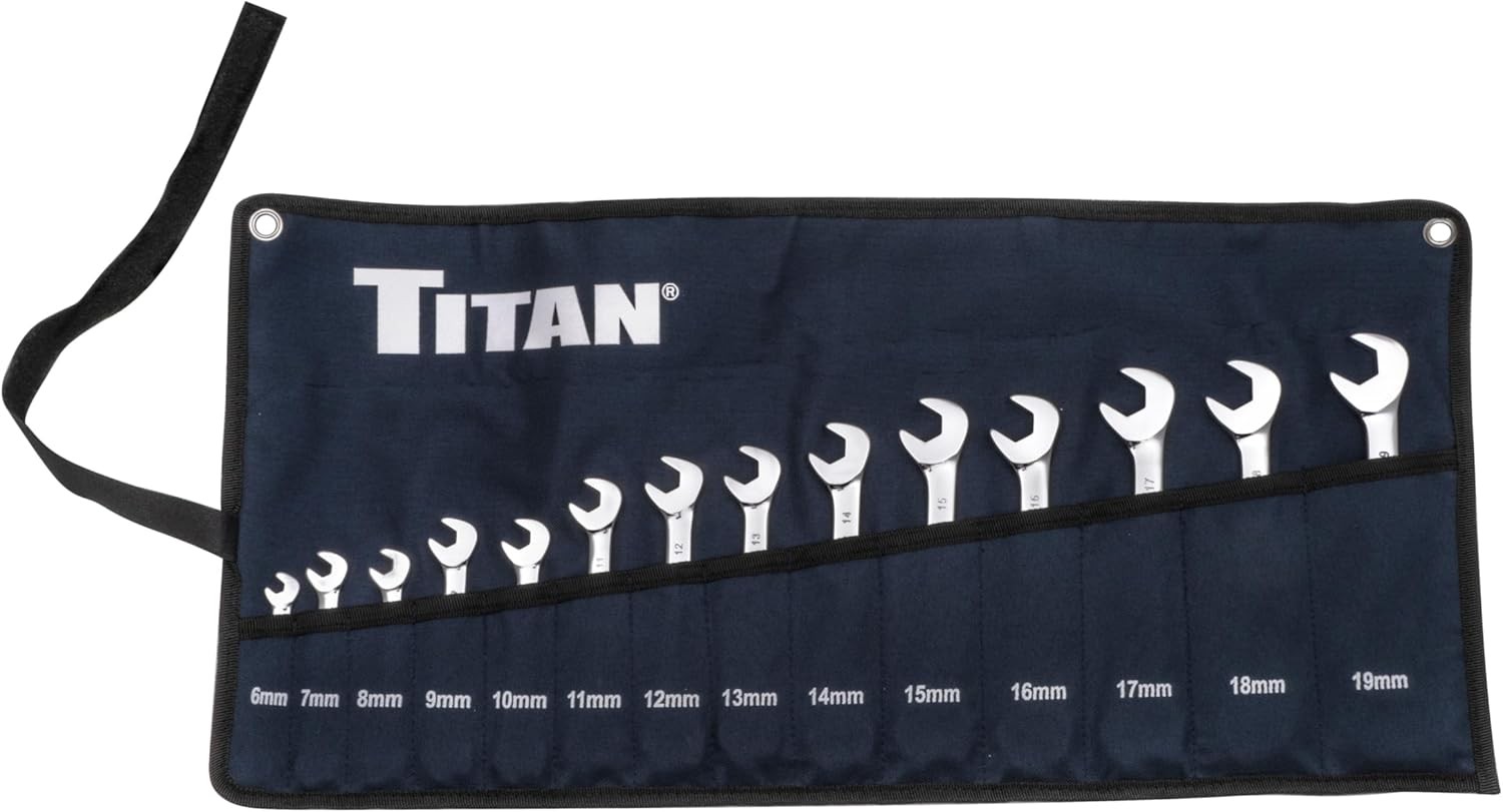 Titan Tools 14-Piece Metric Angle Head Open End Wrench Set (17284)