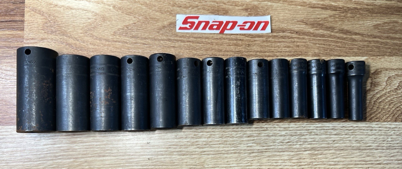 Snap On 14 Pcs Socket Set SIMFM Deep 6 Point Impact 3/8″ Drive 8mm-19mm 21&24mm